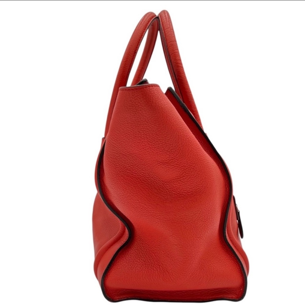 Celine Mini Luggage Tote Vermillion Drummed Calfskin Leather Bag - Picture 3 of 14